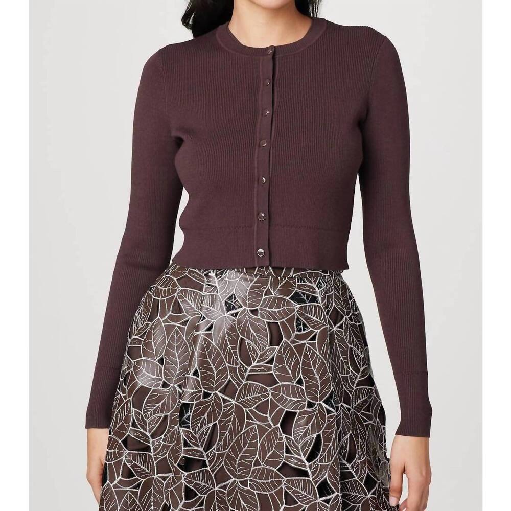 NEW TOCCIN zoe classic cropped cardigan in espresso